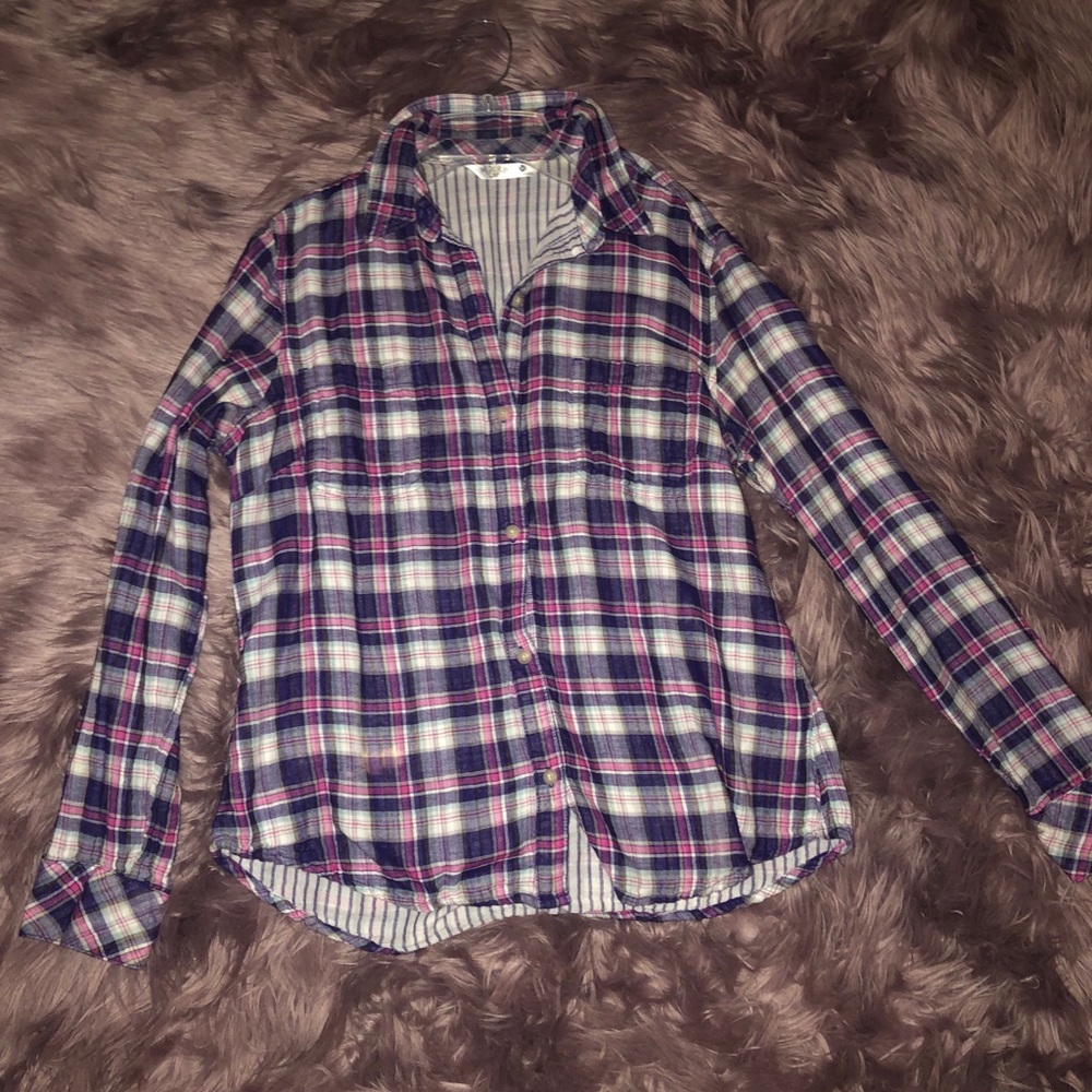 Button Up Plaid Long Sleeve Shirt